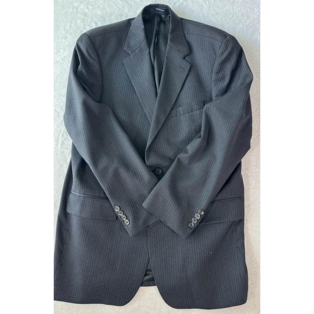 Lauren‎ Ralph Lauren Blazer Mens 42T Wool Cashmere Black Blue Pinstripe